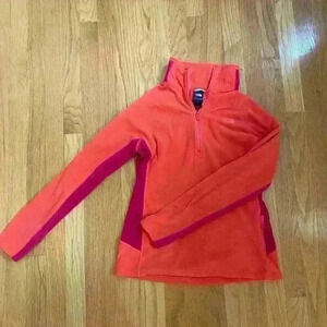 North Face Fleece Orange and Magenta Half Zip